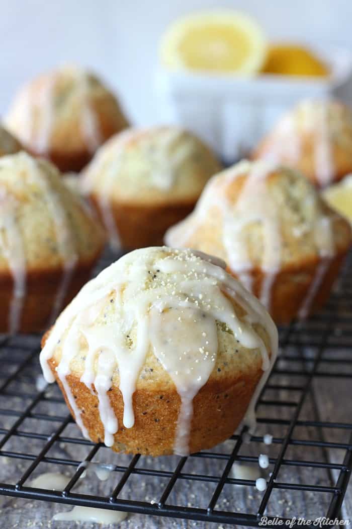 lemon muffins drizzled in vanilla glaze