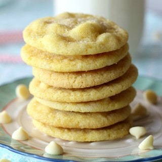 These Lemon Sugar Cookies are one of my favorites! They're filled with white chocolate chips and are so yummy and chewy!