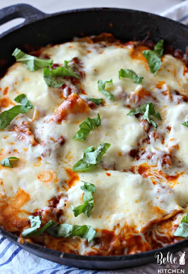 Easy Skillet Lasagna Recipe - Belle of the Kitchen