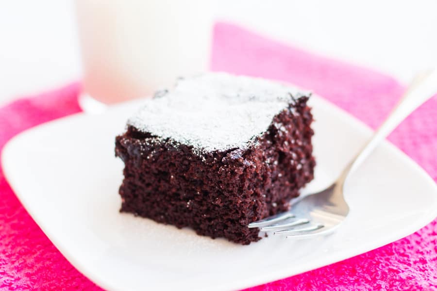 A piece of chocolate cake on a plate