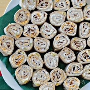 A close up of Tortilla pinwheels on a plate