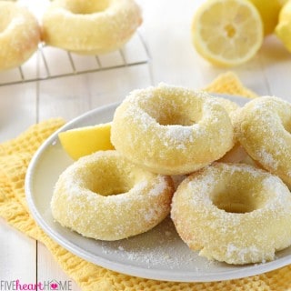 Lemon Sugar Baked Donuts ~ these easy-to-make, bursting-with-lemon treats are perfect for breakfast, brunch, or dessert! |FiveHeartHome.com for BelleOfTheKitchen.com