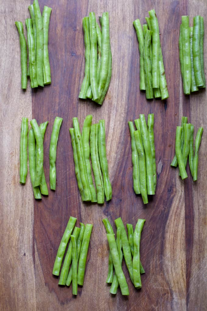 green beans in bundles