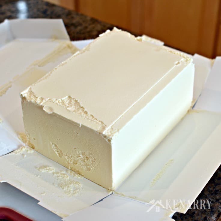 a block of cream cheese