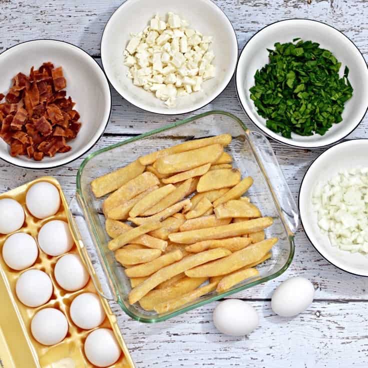 ingredients for egg casserole with bacon