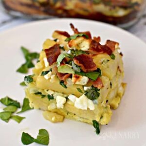 egg casserole with bacon on a plate