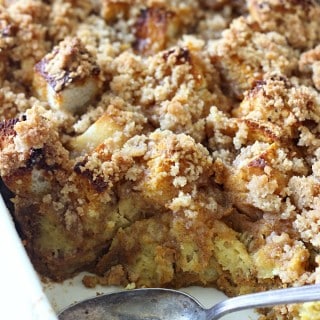 This Caramel Pumpkin French Toast Casserole is my family's favorite fall breakfast! Perfect for a special breakfast or brunch.