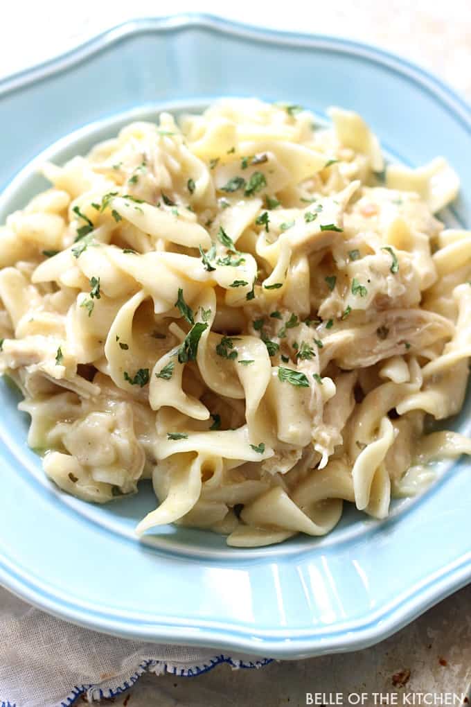 A plate of food Chicken and Noodles