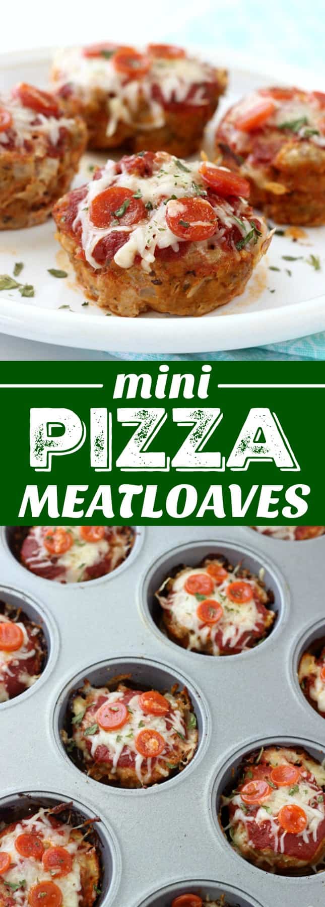 A muffin tin of mini meatloaves with pepperoni