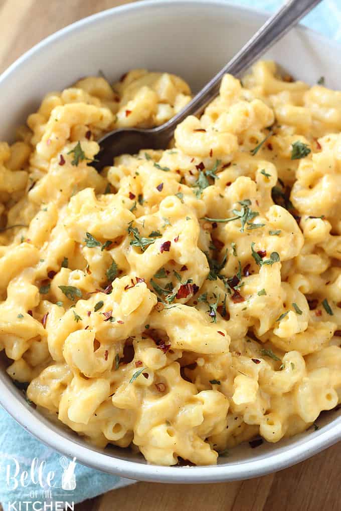 A bowl with Cheese and Macaroni