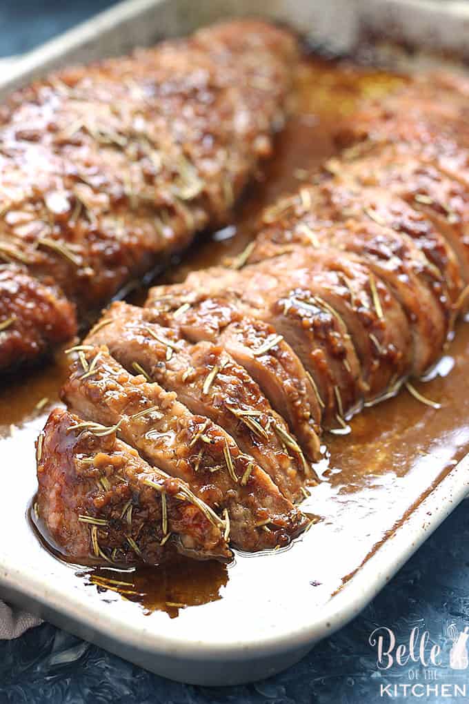 A close up of food, with Pork tenderloin