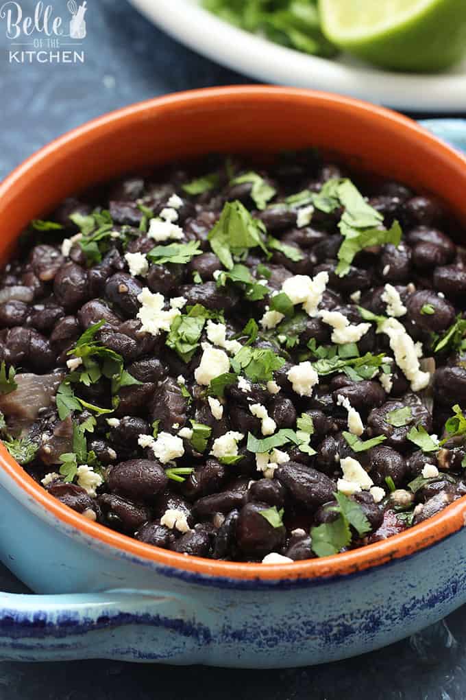 A bowl filled with black beans