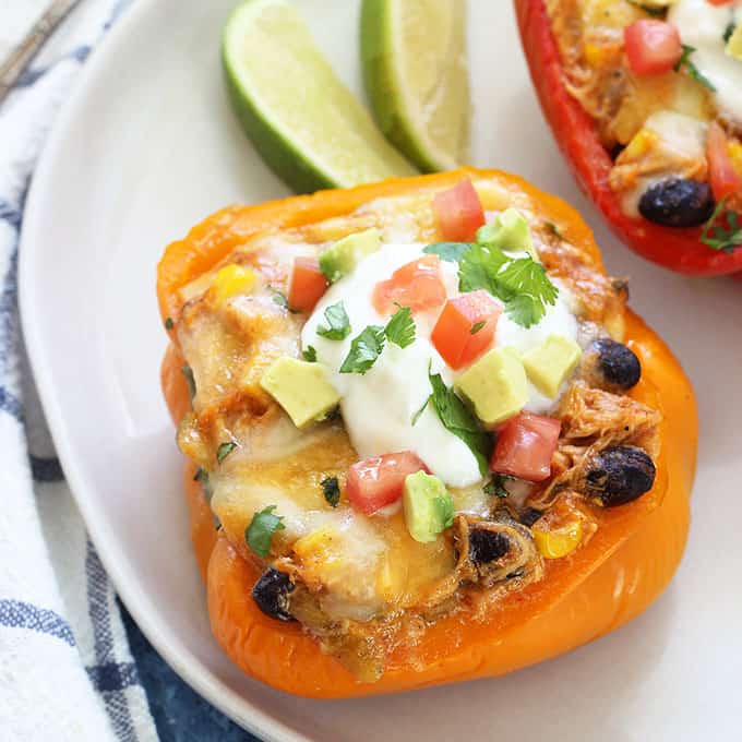 Chicken Enchilada Stuffed Peppers Belle Of The Kitchen