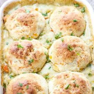 Comfort food is the name of the game when it comes to this Chicken and Biscuits Cobbler, combining two southern favorites into one!