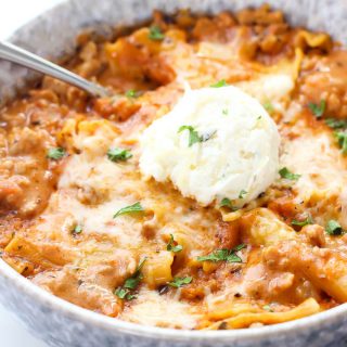 Instant Pot Lasagna Soup - everything you love about lasagna, in a warm, comforting bowl of soup! This is so easy to make thanks to the Instant Pot, and is a huge favorite in our family!