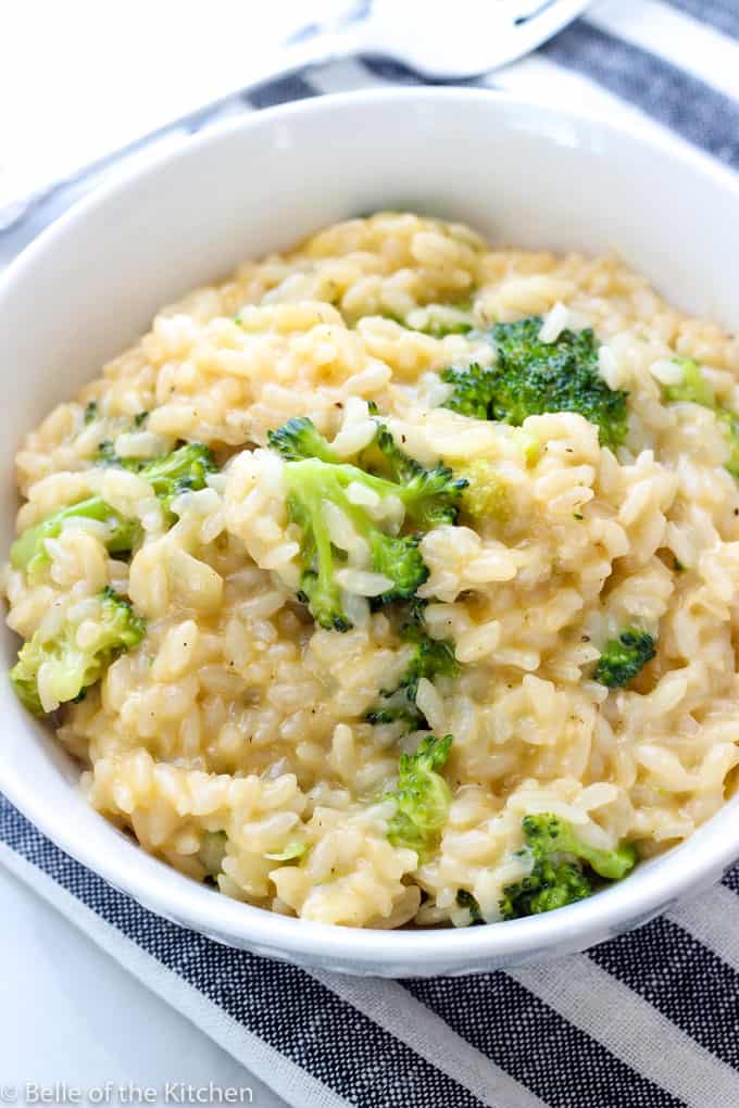 A plate of rice and broccoli