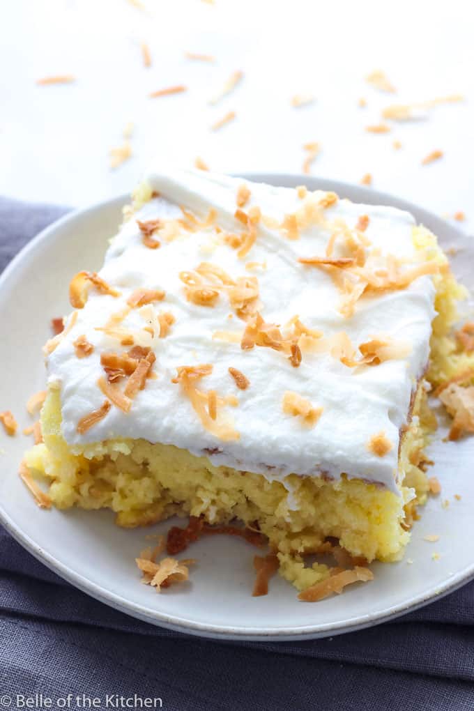 A plate of Piña colada cake