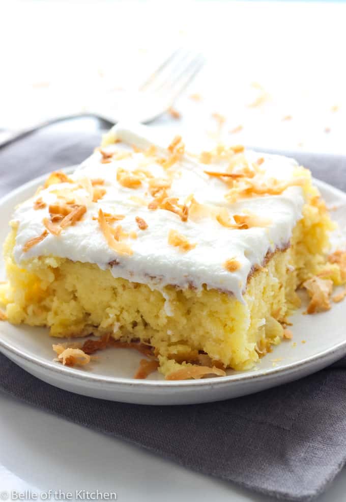 A plate of Piña colada cake