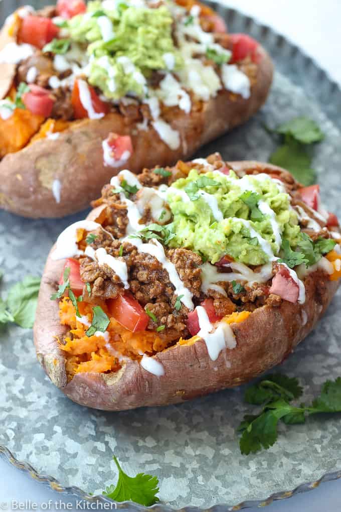 sweet potato filled with taco toppings