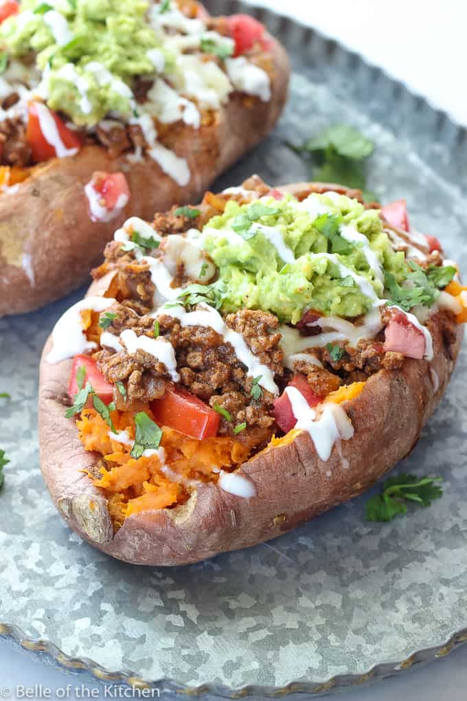 sweet potato filled with taco toppings