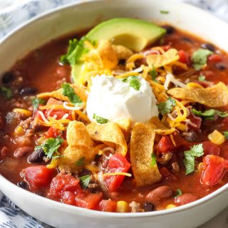 a bowl of taco soup