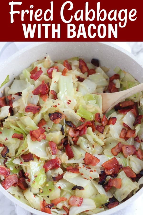 bacon, yellow onion, red pepper flakes, minced garlic, and chopped cabbage