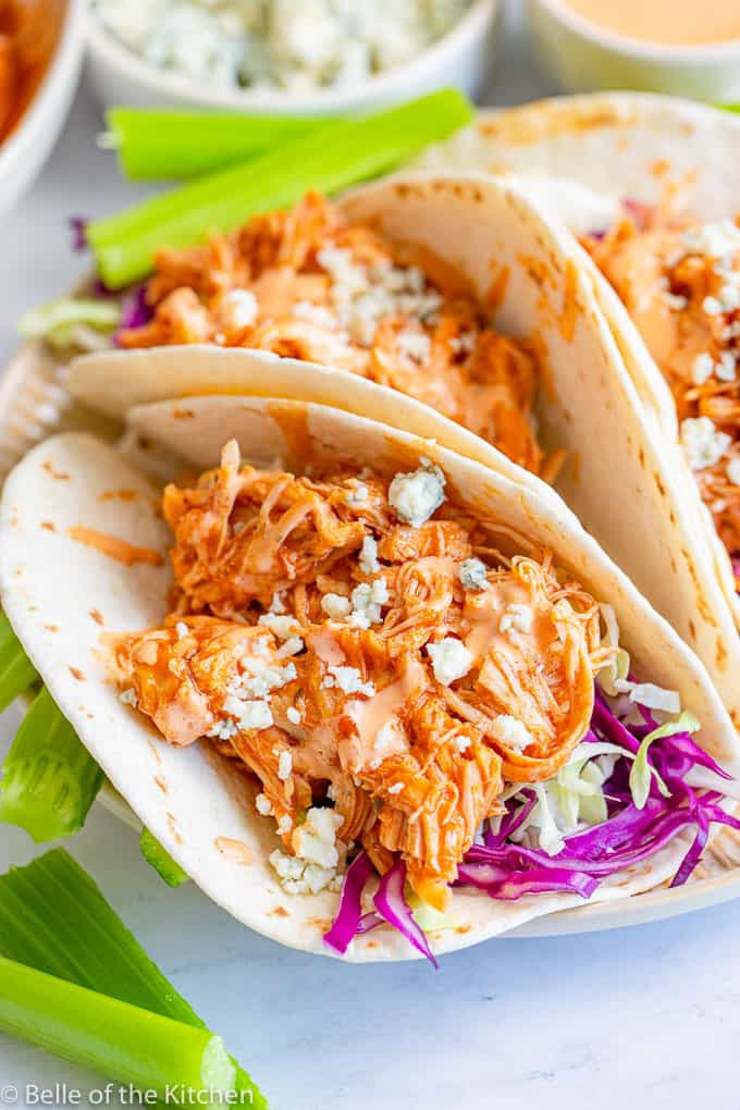 buffalo chicken tacos on a plate