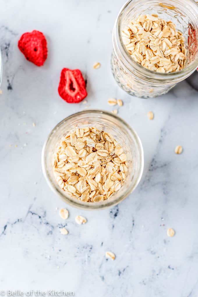 mason jars full of oats