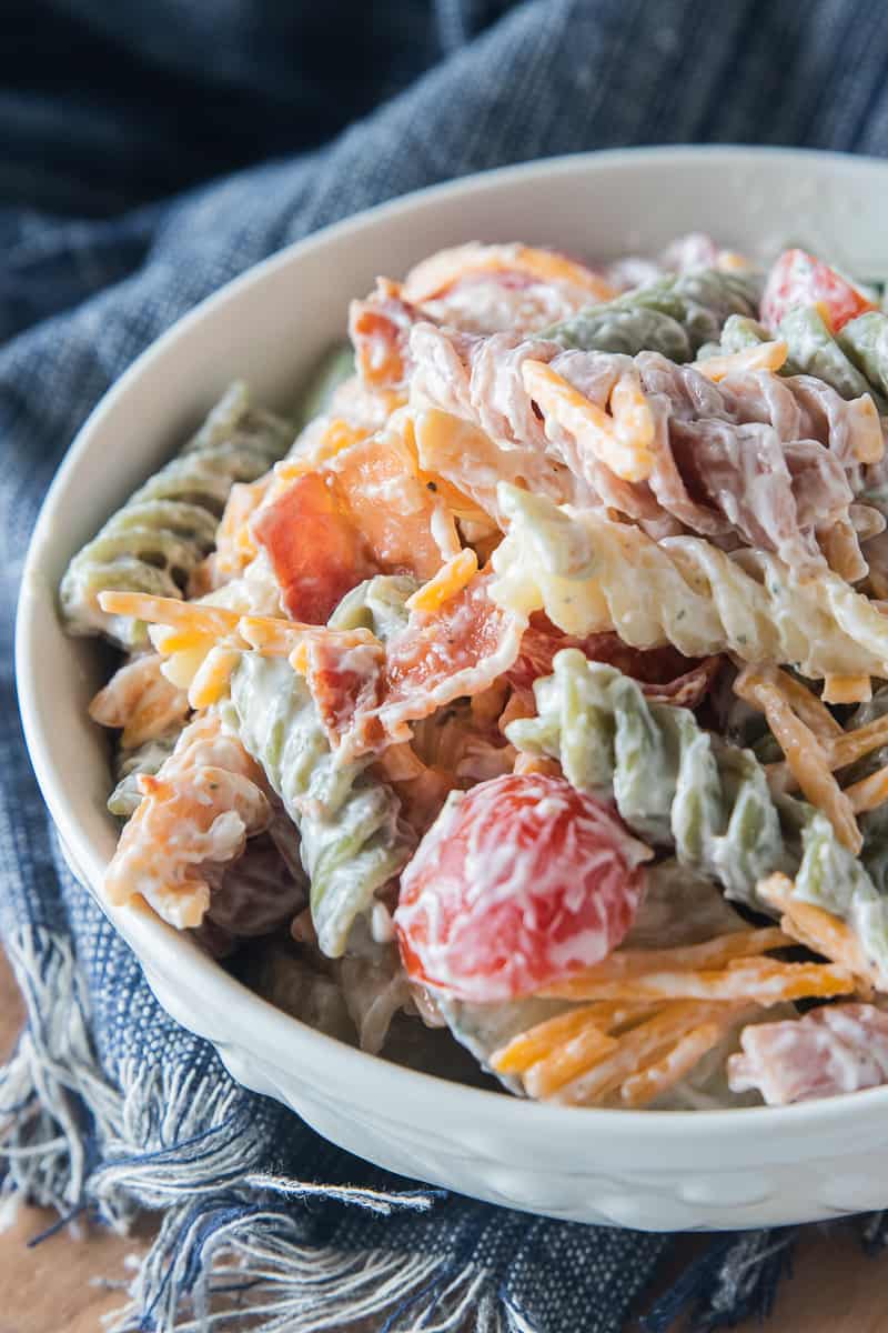 Bacon Ranch Pasta Salad Recipe Belle of the Kitchen