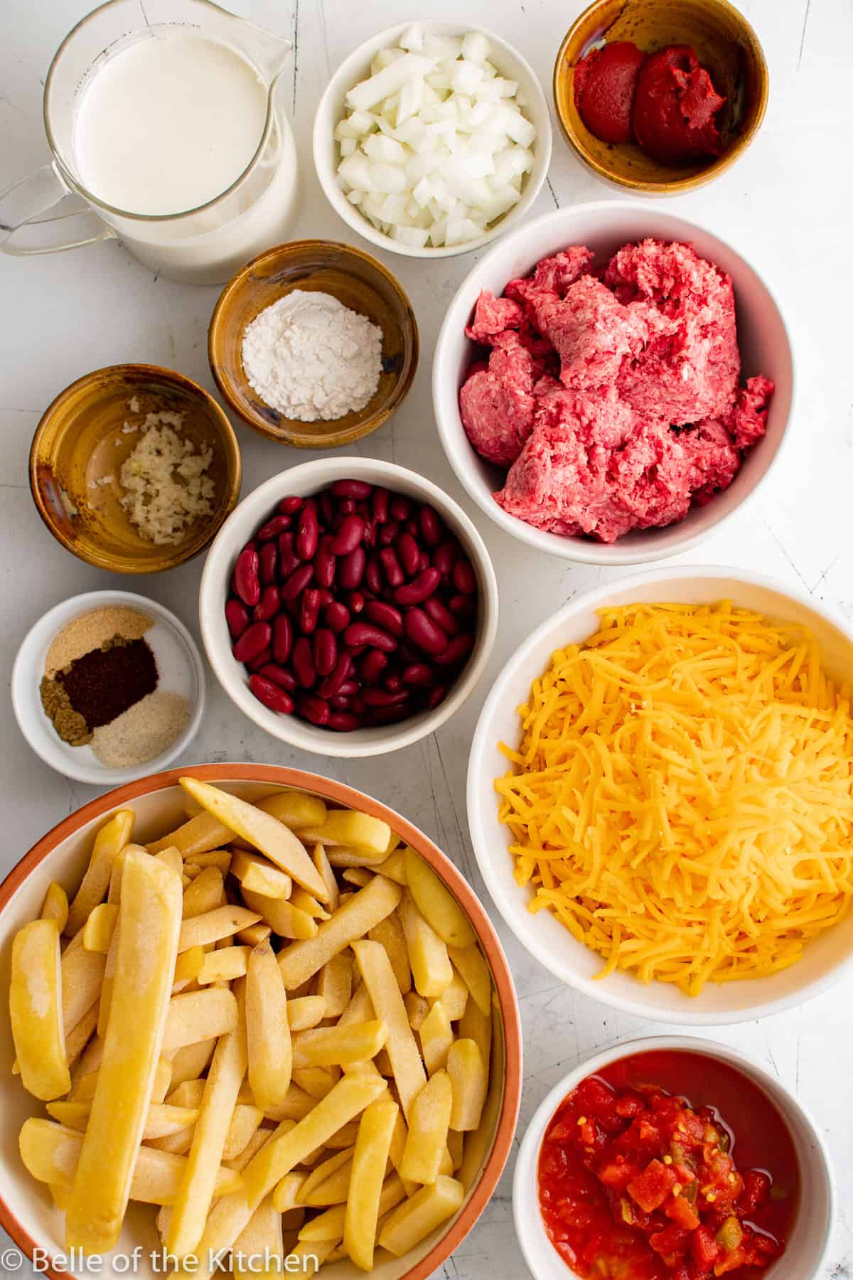 ingredients for chili cheese fries