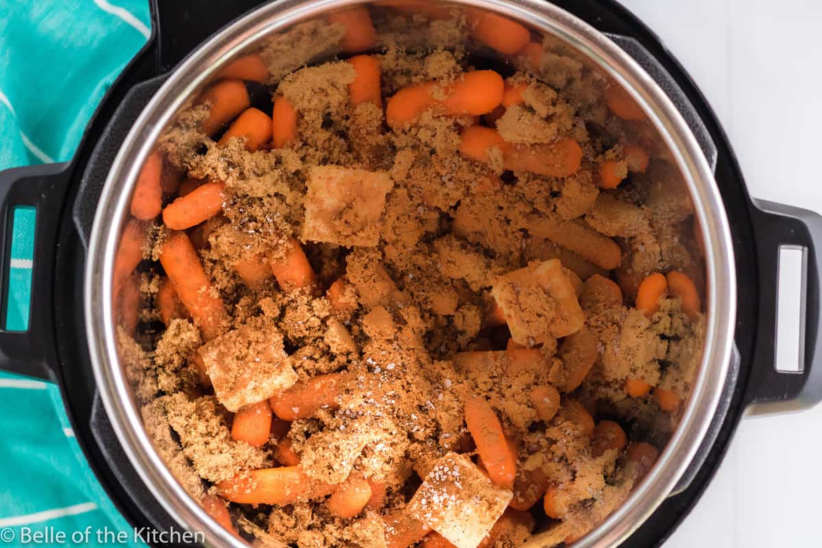 carrots, butter, and brown sugar in an Instant Pot