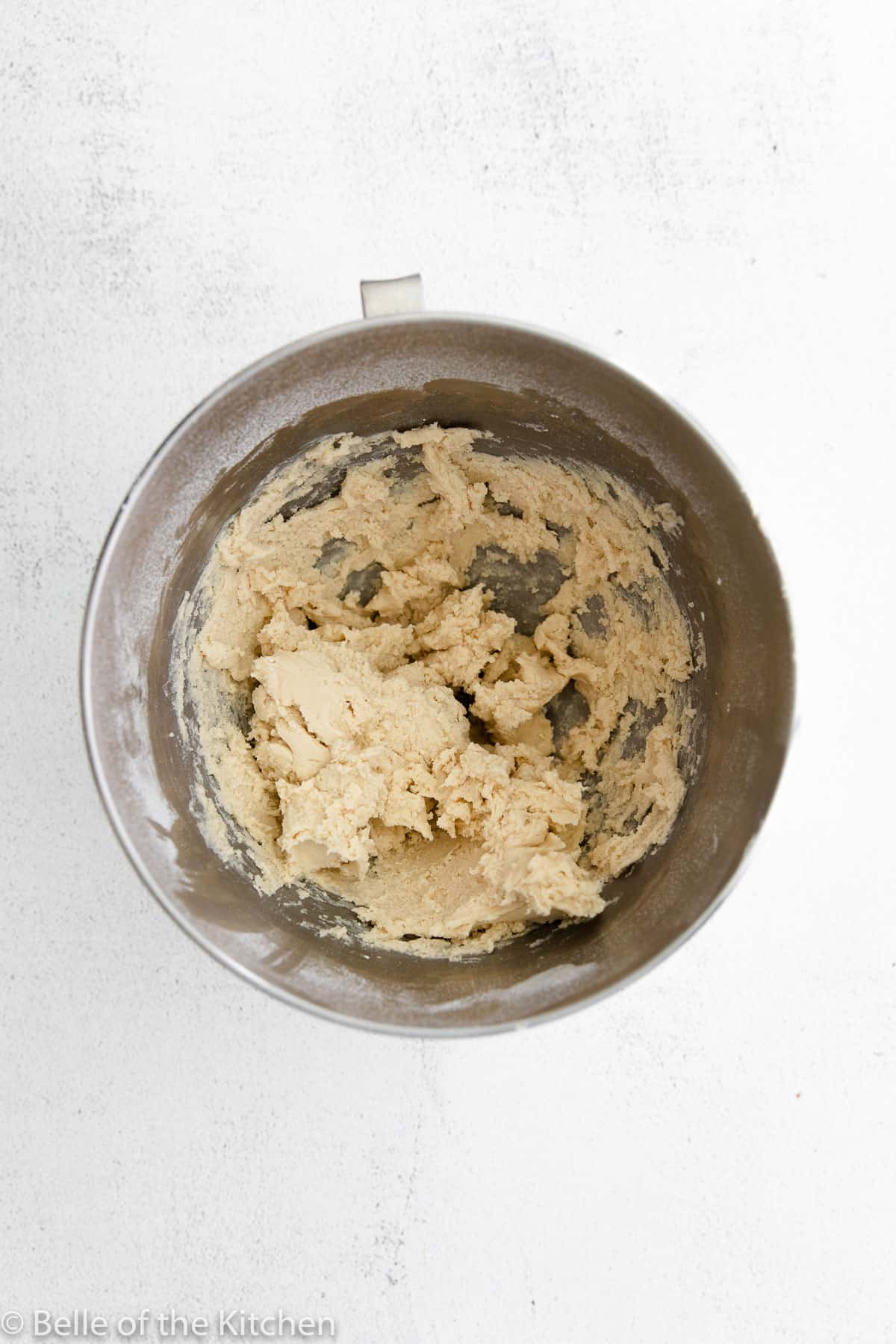a mixing bowl of cookie dough