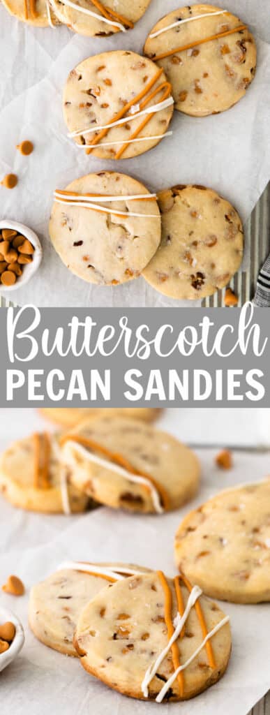 pecan sandies cookies on parchment paper
