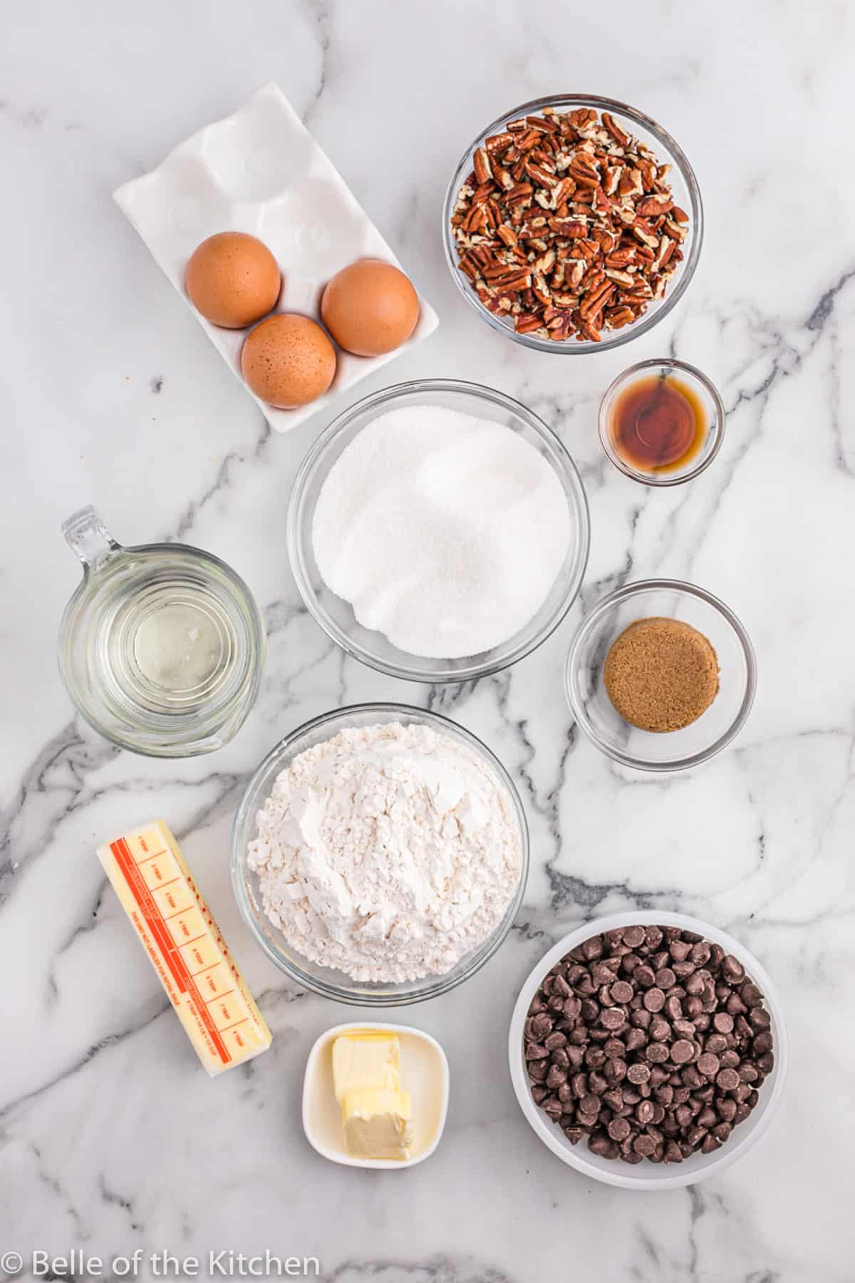 ingredients laid out to make pecan pie bars