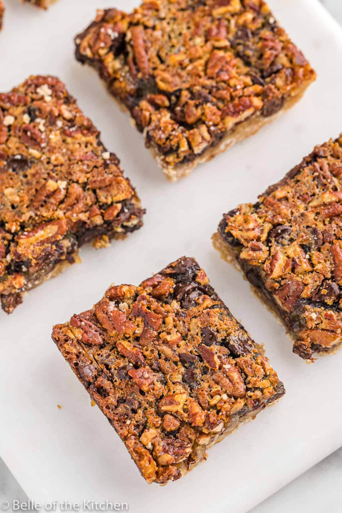 bars filled with pecans and chocolate cut in squares