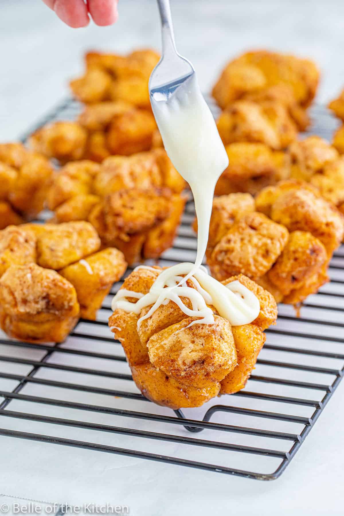 cinnamon roll monkey bread dripped with icing