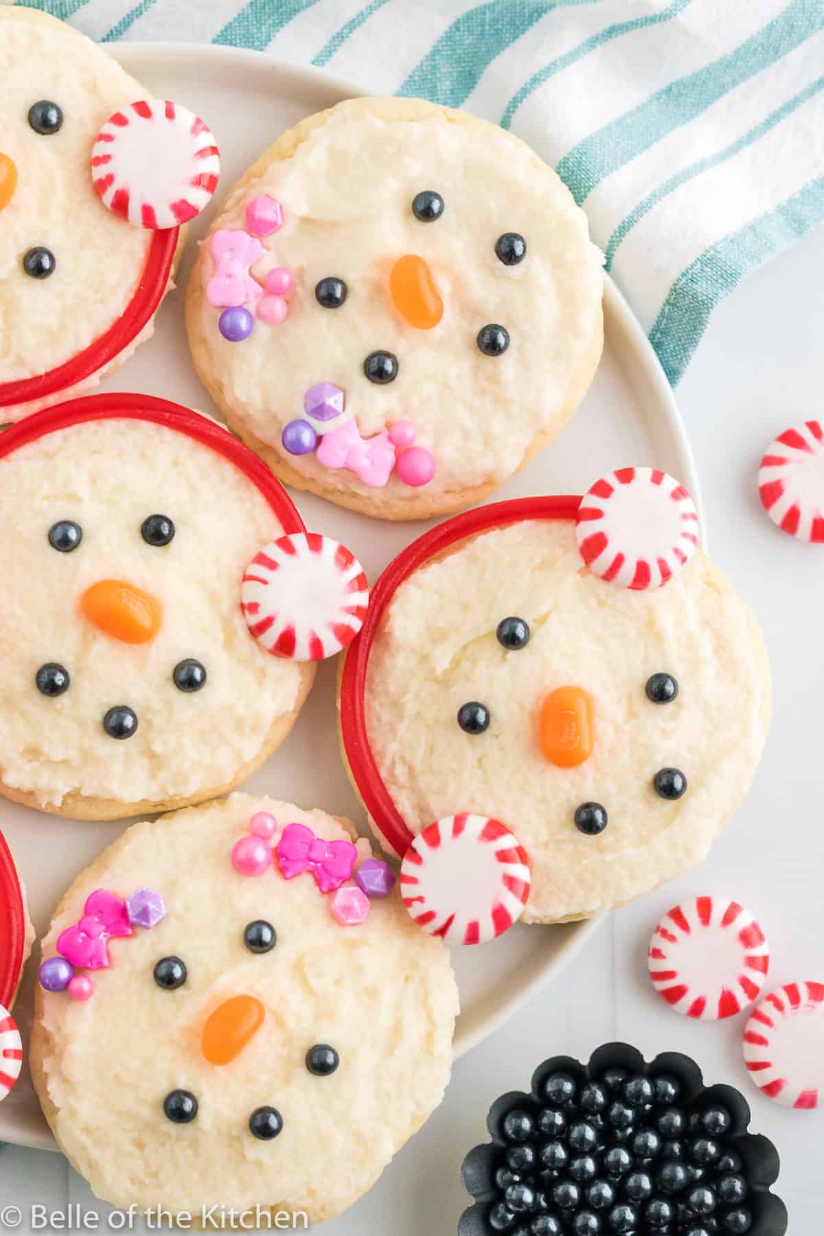 snowman cookies on a plate