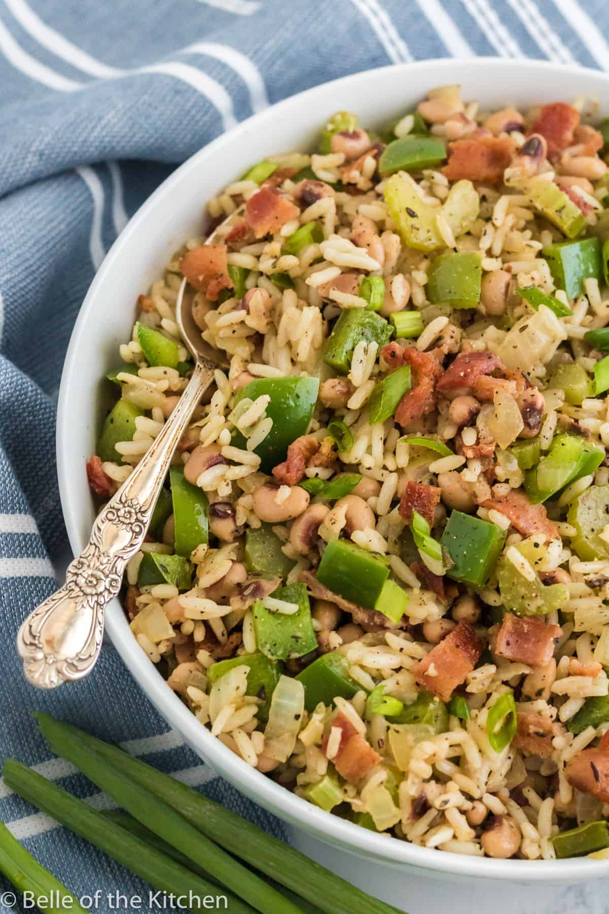 hoppin john in a bowl with a spoon