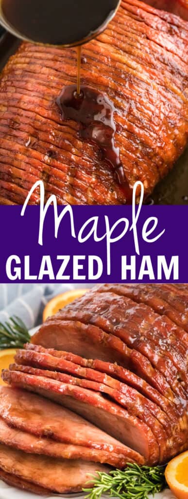 maple glaze poured over sliced ham