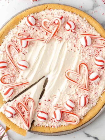 a slice of dessert pizza cut out