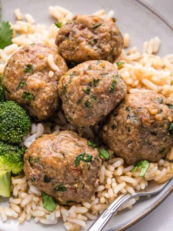 meatballs on top of rice