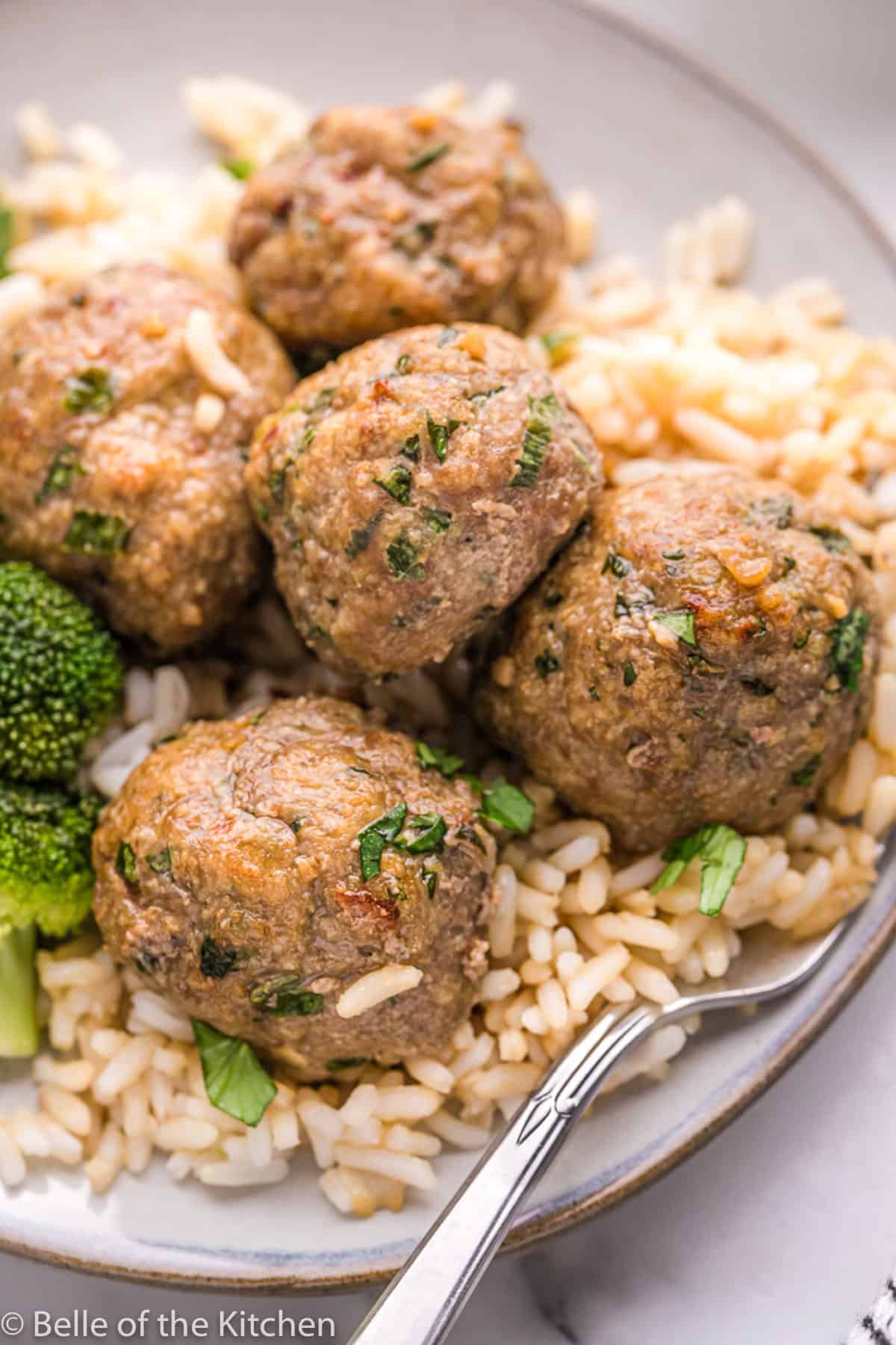 meatballs on top of rice