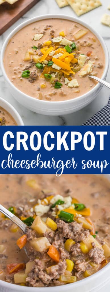 cheeseburger soup in a bowl