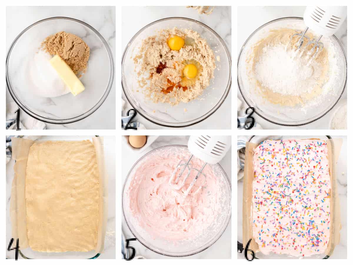 step by step photos of how to make sugar cookie bars