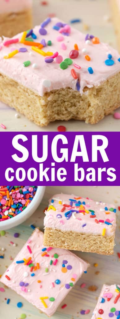 bars with pink frosting and sprinkles