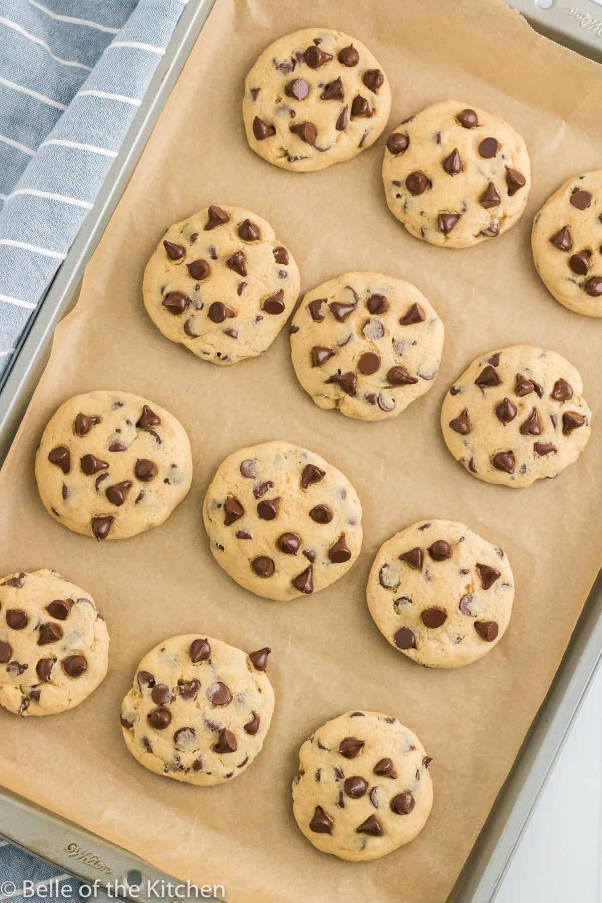 cookies on a sheet pan with parchment paper