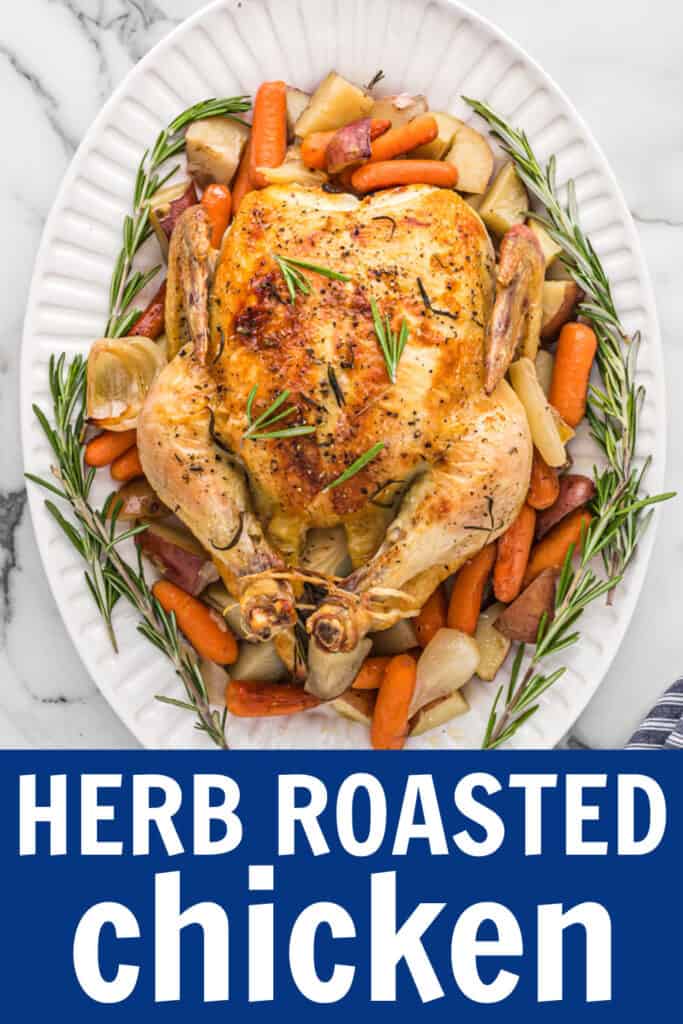 a whole roasted chicken on top of vegetables