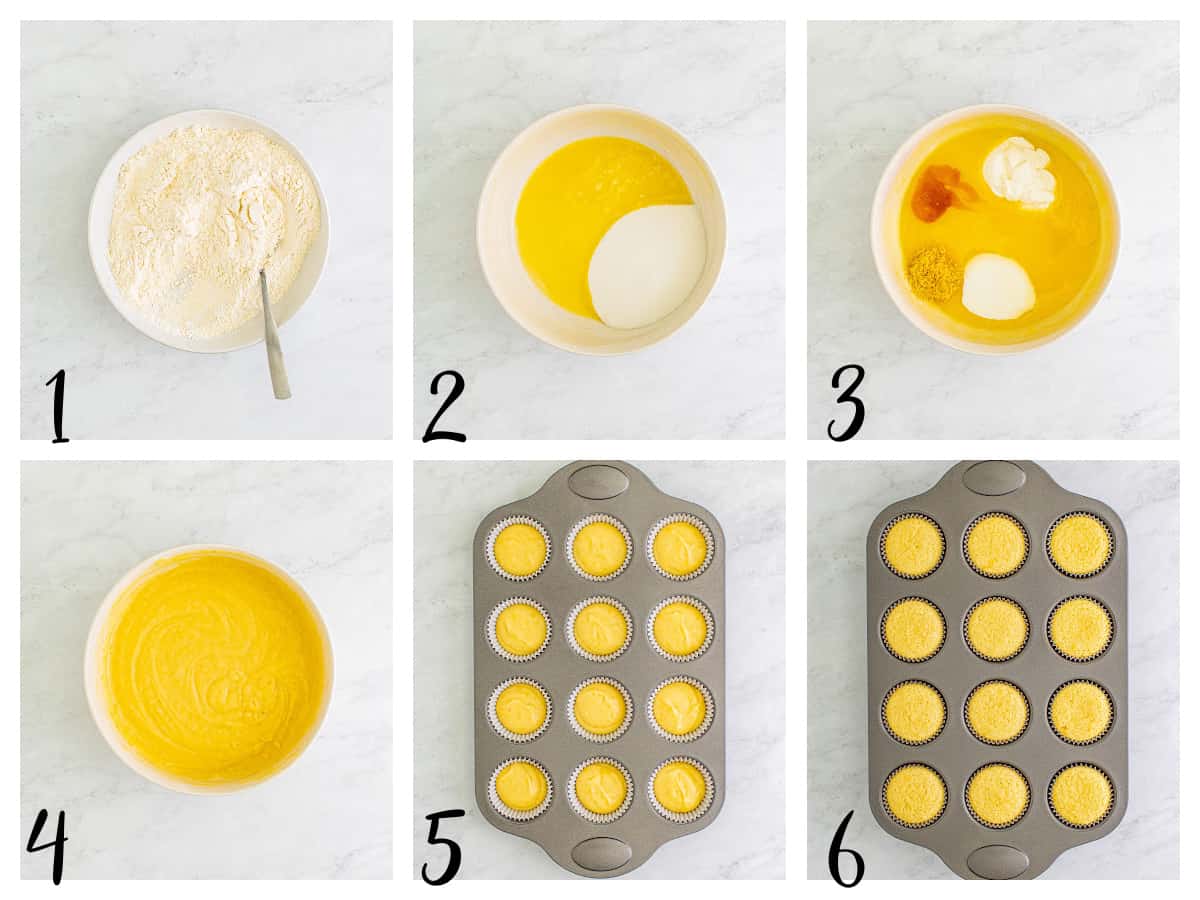 step by step collage for how to make lemon cupcakes