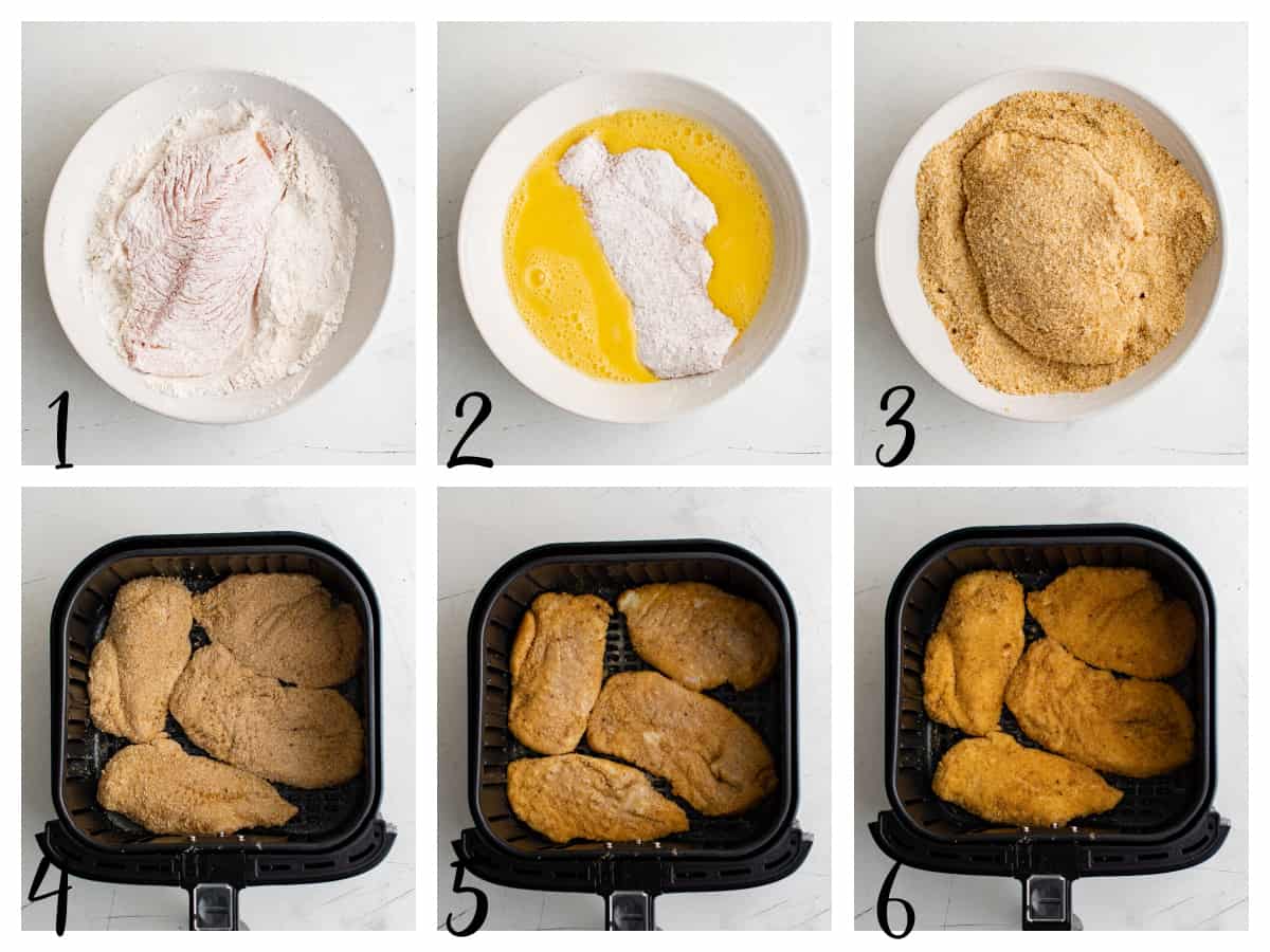 step by step photos for how to make air fryer chicken cutlets