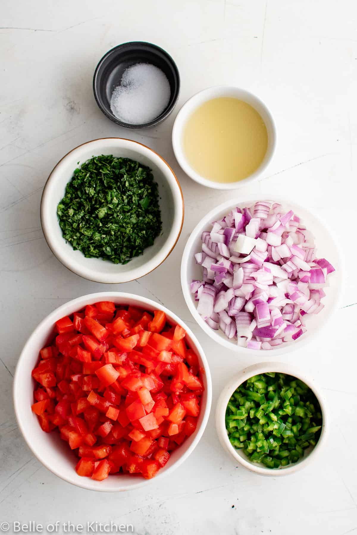 bowls of ingredients on a counter top